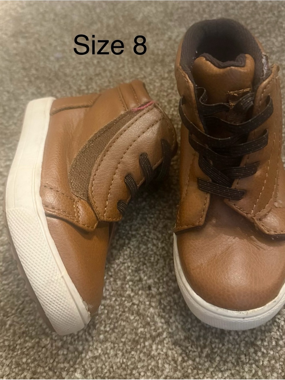 Toddler Brown High-Top Sneakers with White Sole